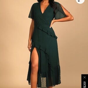 Lulu's Green Ruffle Mini Dress